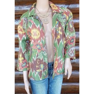 COLDWATER CREEK (RN 98516) Womens Multicolor Floral Embroidered Jacket Size M